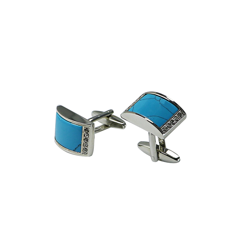 Turquoise *Crystal Domed Rectang Custom Cuff Links