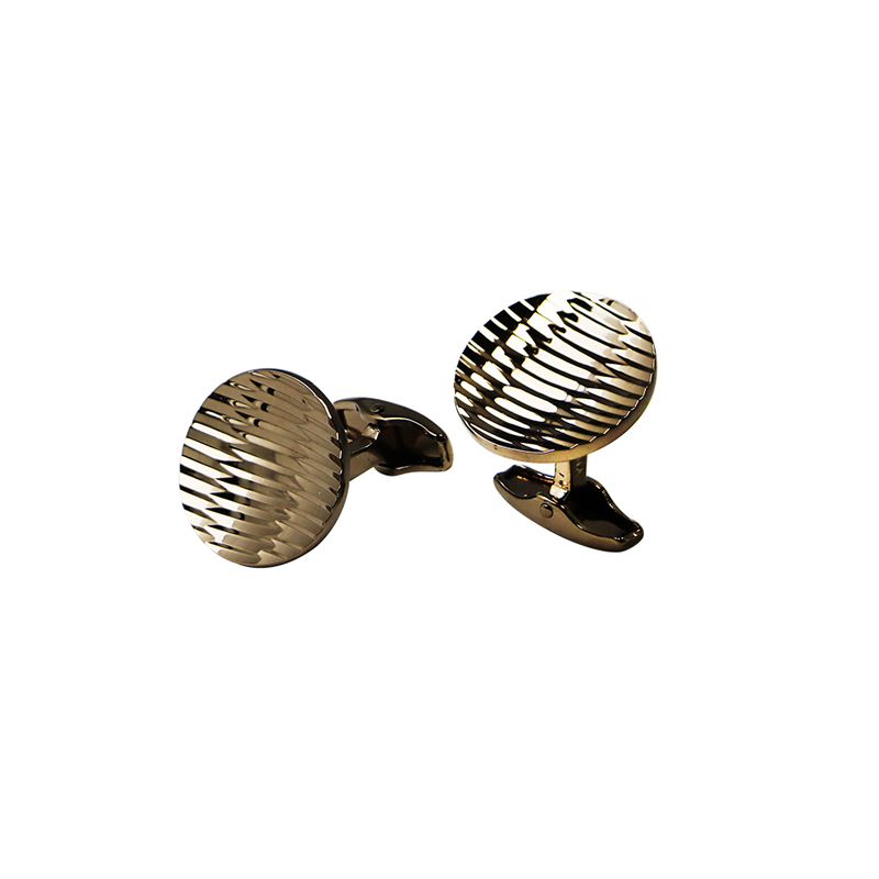 Rose Gold Plated Stripes Unique Cuff Links